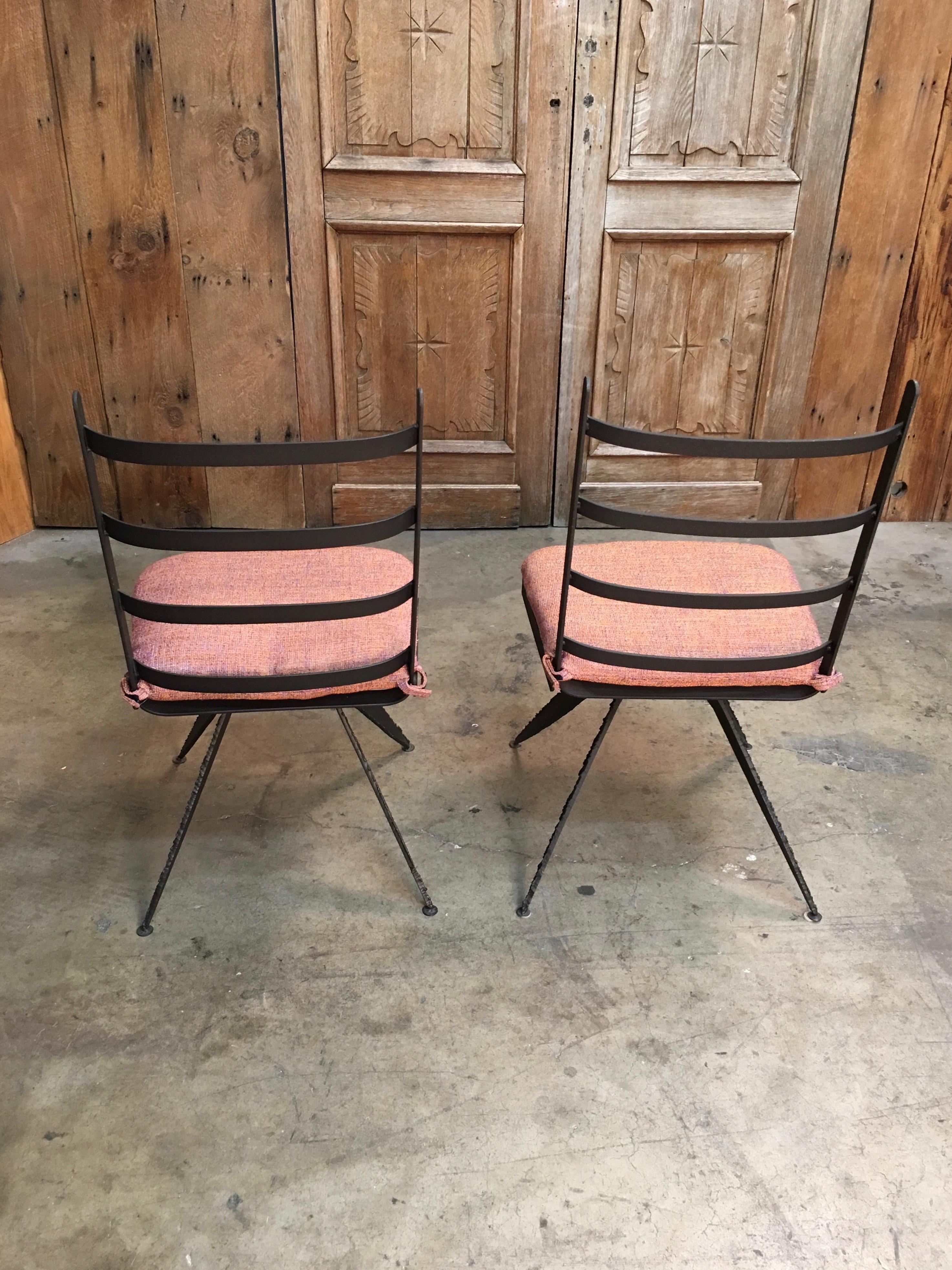 Torch Cut Steel Brutalist Dining Chairs 8