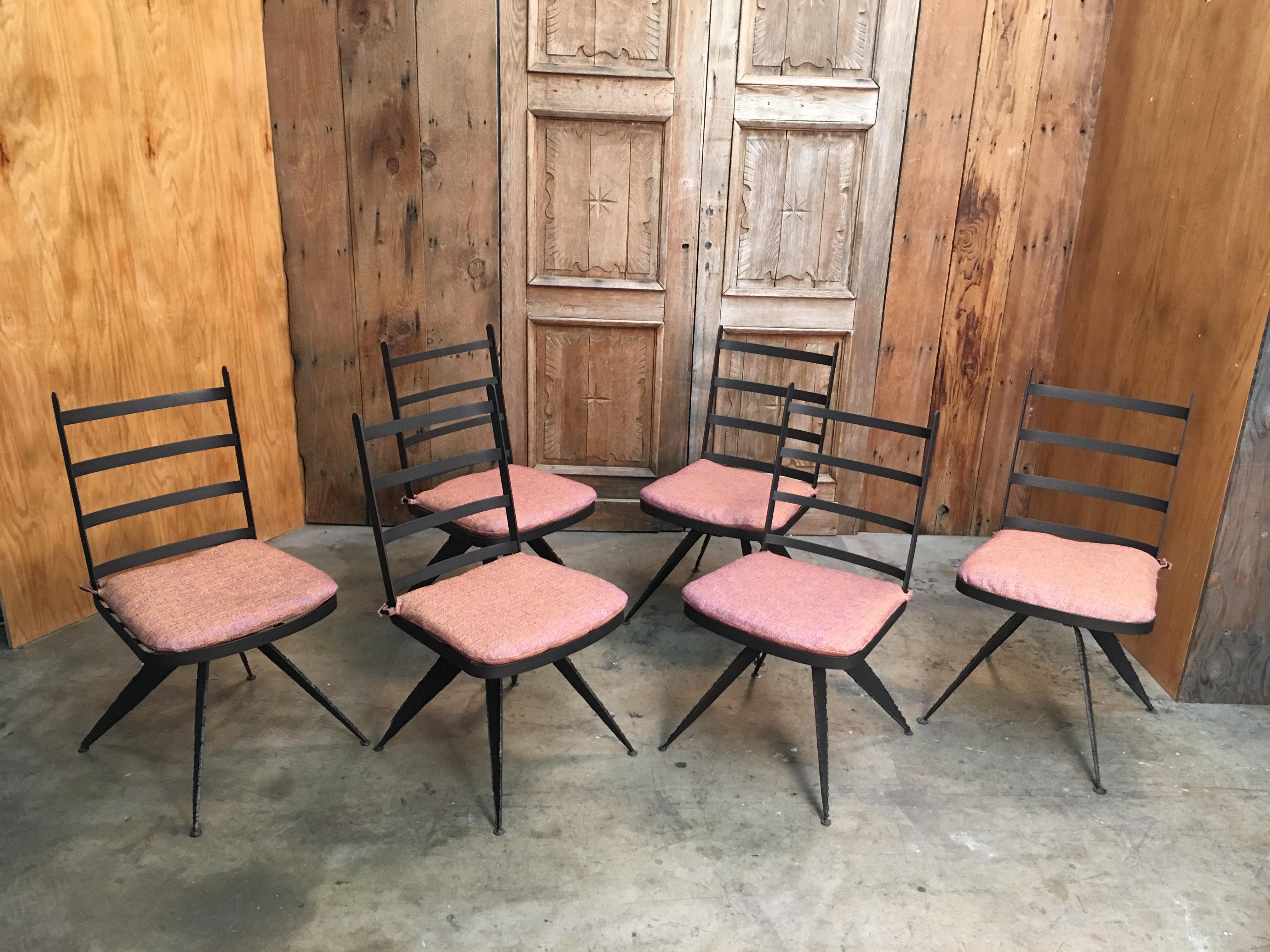 Torch Cut Steel Brutalist Dining Chairs In Good Condition In Denton, TX