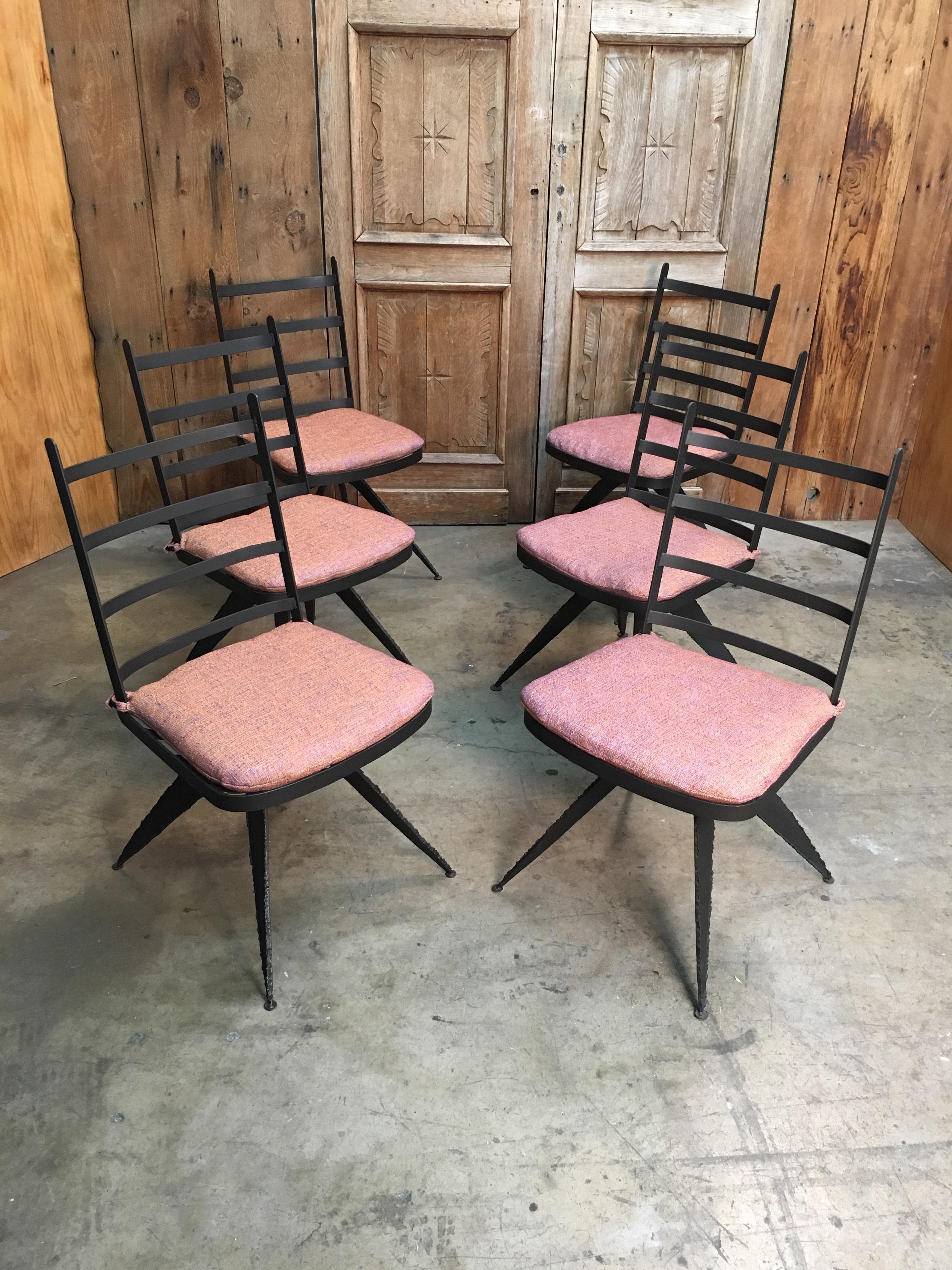 Torch Cut Steel Brutalist Dining Chairs 1