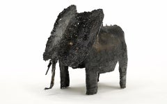 Torch Cut Steel Elephant Table Top Sculpture by James Bearden
