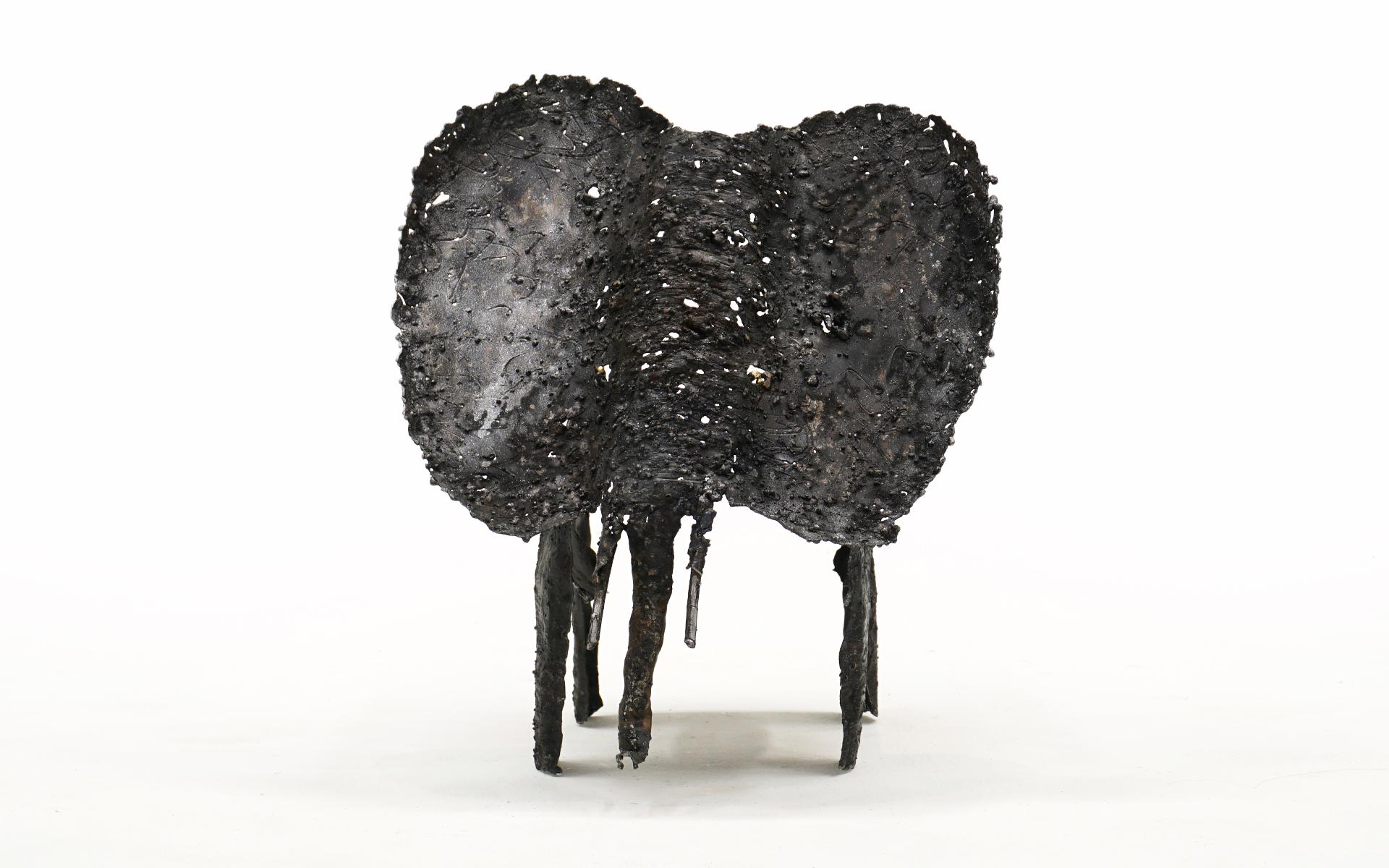 Modern Torch Cut Steel Elephant Table Top Sculpture by James Bearden For Sale