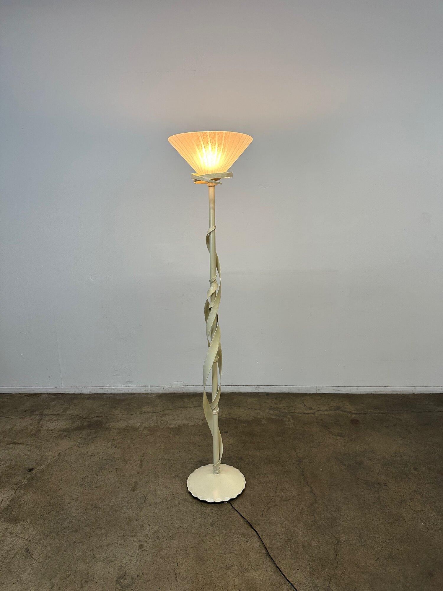 Torch Cut Style Floor Lamp, New Lacquer In Good Condition For Sale In Los Angeles, CA