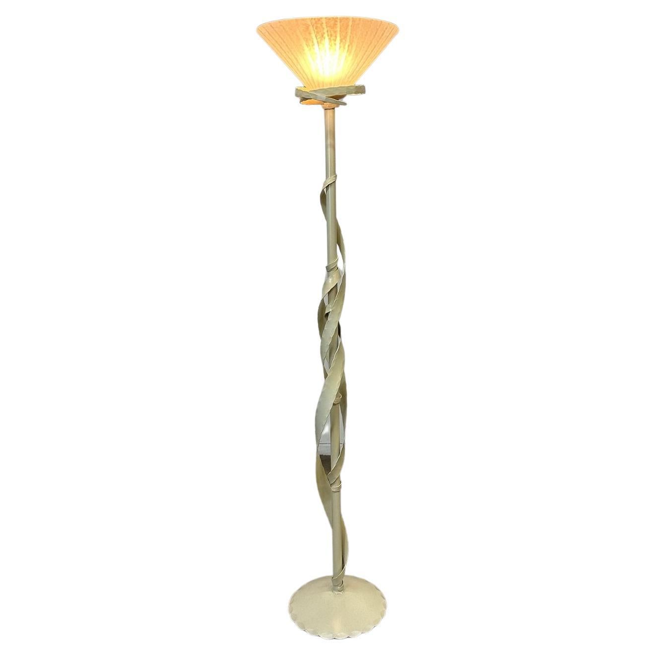Torch Cut Style Floor Lamp, New Lacquer For Sale