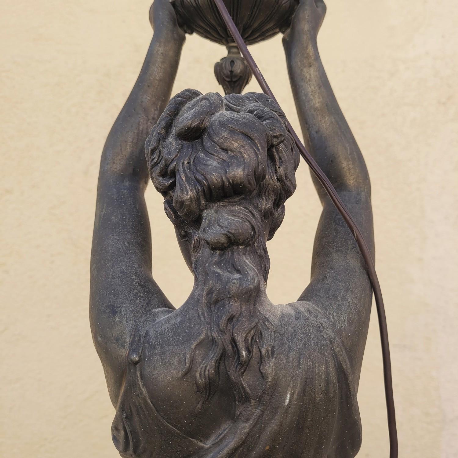 Torch Holder In Spelter On Its Column, Napoleon III, 19th Century For Sale 6