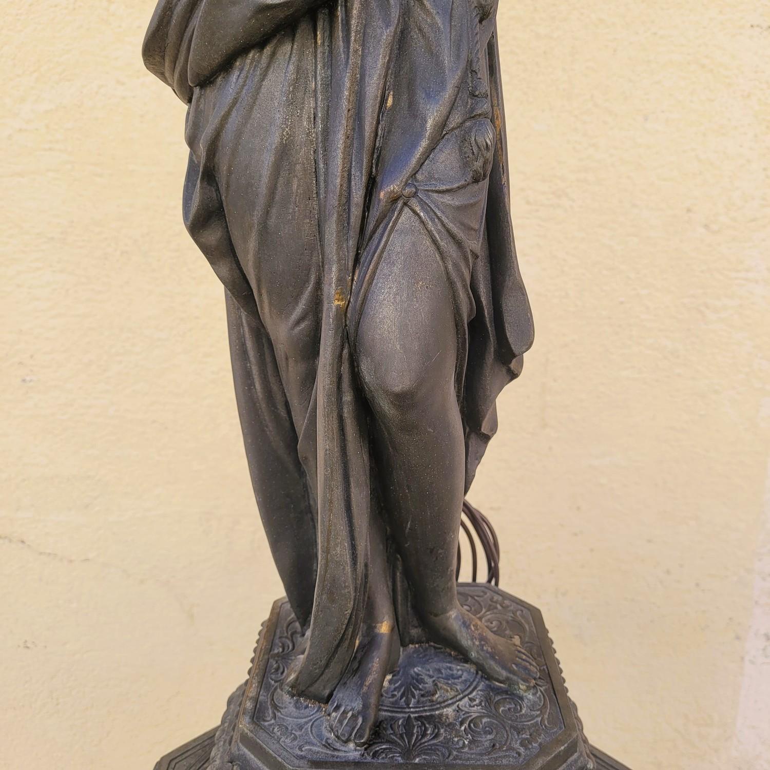 Torch Holder In Spelter On Its Column, Napoleon III, 19th Century For Sale 1