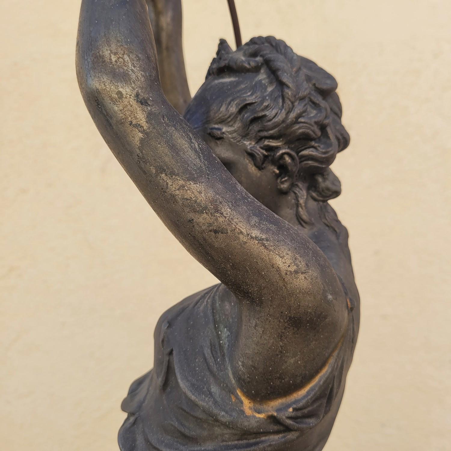 Torch Holder In Spelter On Its Column, Napoleon III, 19th Century For Sale 4