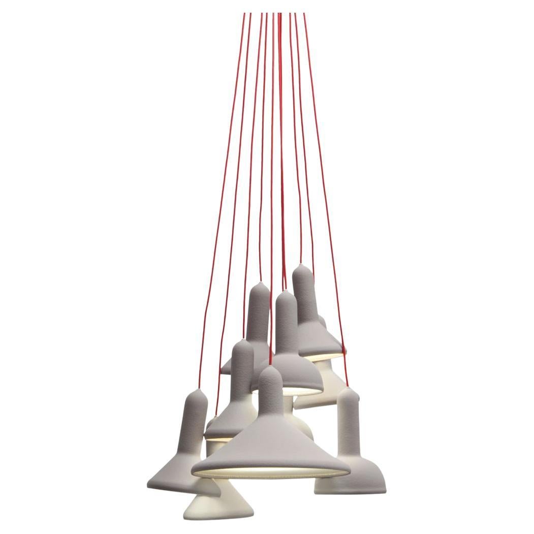 Colgante de Luz de Antorcha S10 Manojo L1800 Gris con Cable Rojo by Established & Sons