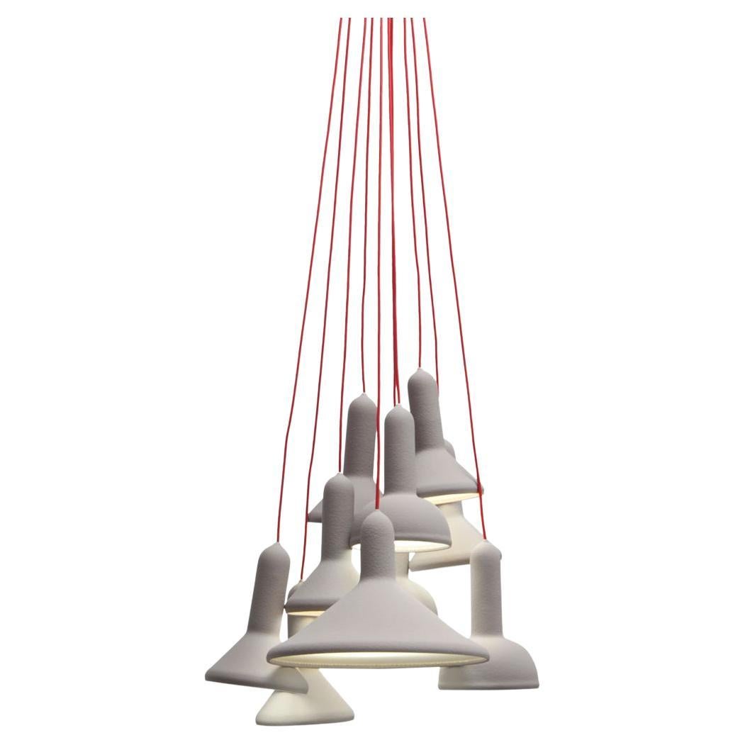 Lampe à suspension torch S10 Bunch L1800 gris avec câble rouge par Established &amp;amp; Sons