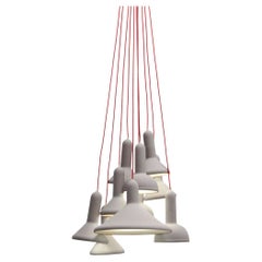 Torch Light Pendant S10 Bunch L1800 Grey with Red Cable by Established & Sons