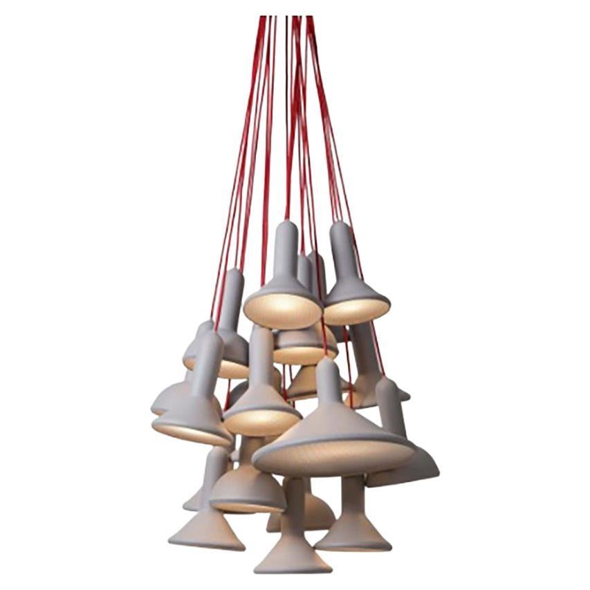 Torch Light Pendant S20 Bunch L1800 Grey with Red Cable by Established & Sons For Sale