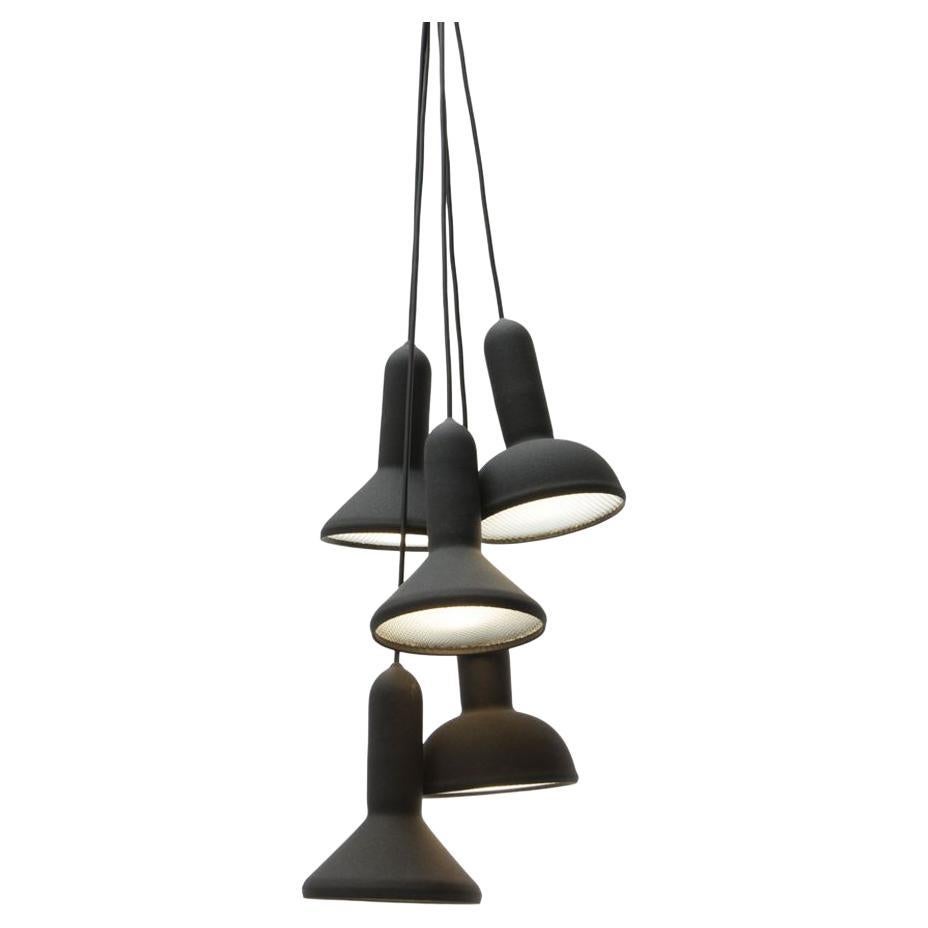 Torch Light Pendant S5 Bunch L1400 Black With Black Cable By Established & Sons For Sale