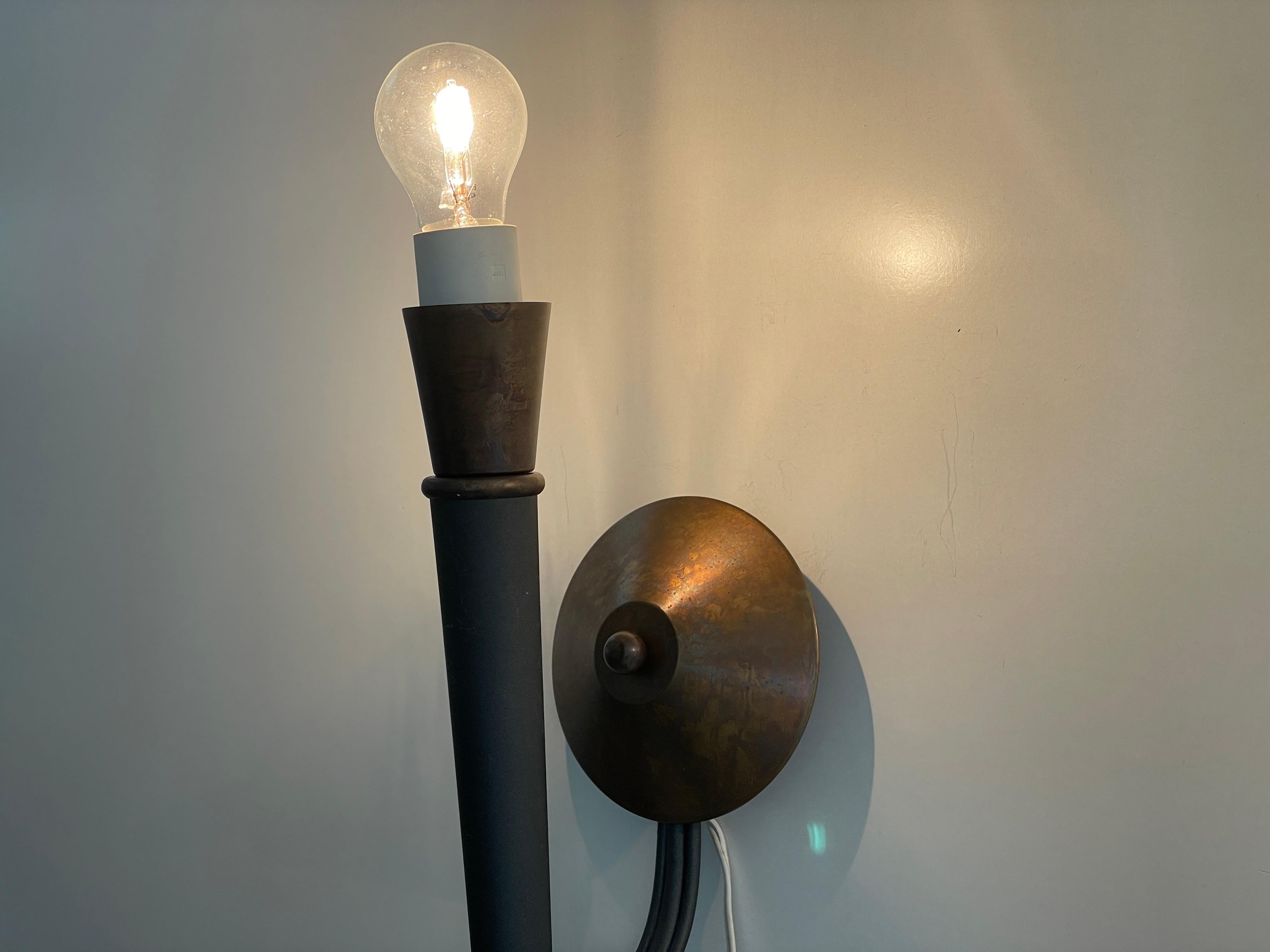 Torch Shape Metal and Brass Large Pair of Wall Sconces, 1960s, Germany For Sale 9