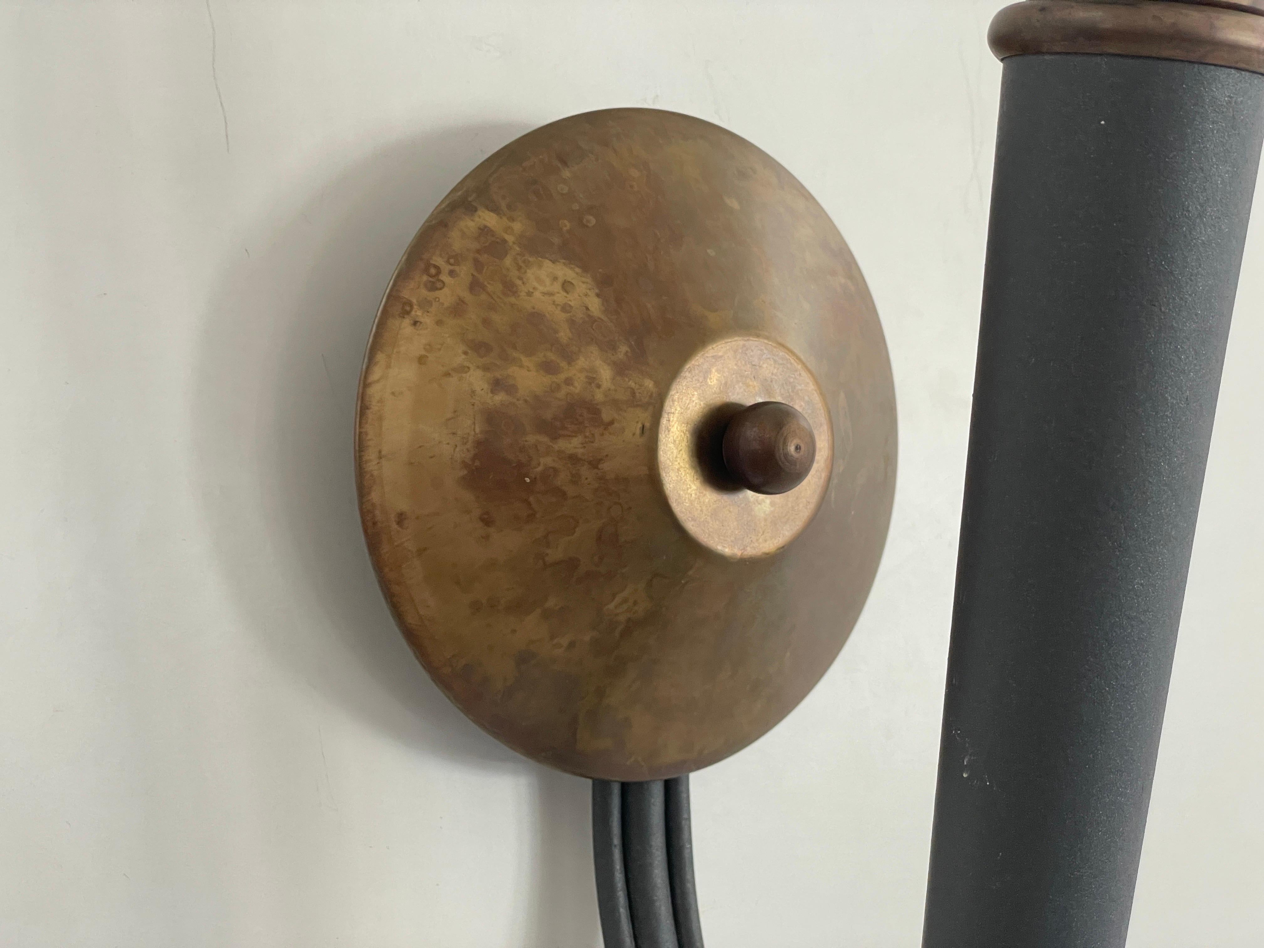 Torch Shape Metal and Brass Large Pair of Wall Sconces, 1960s, Germany For Sale 3