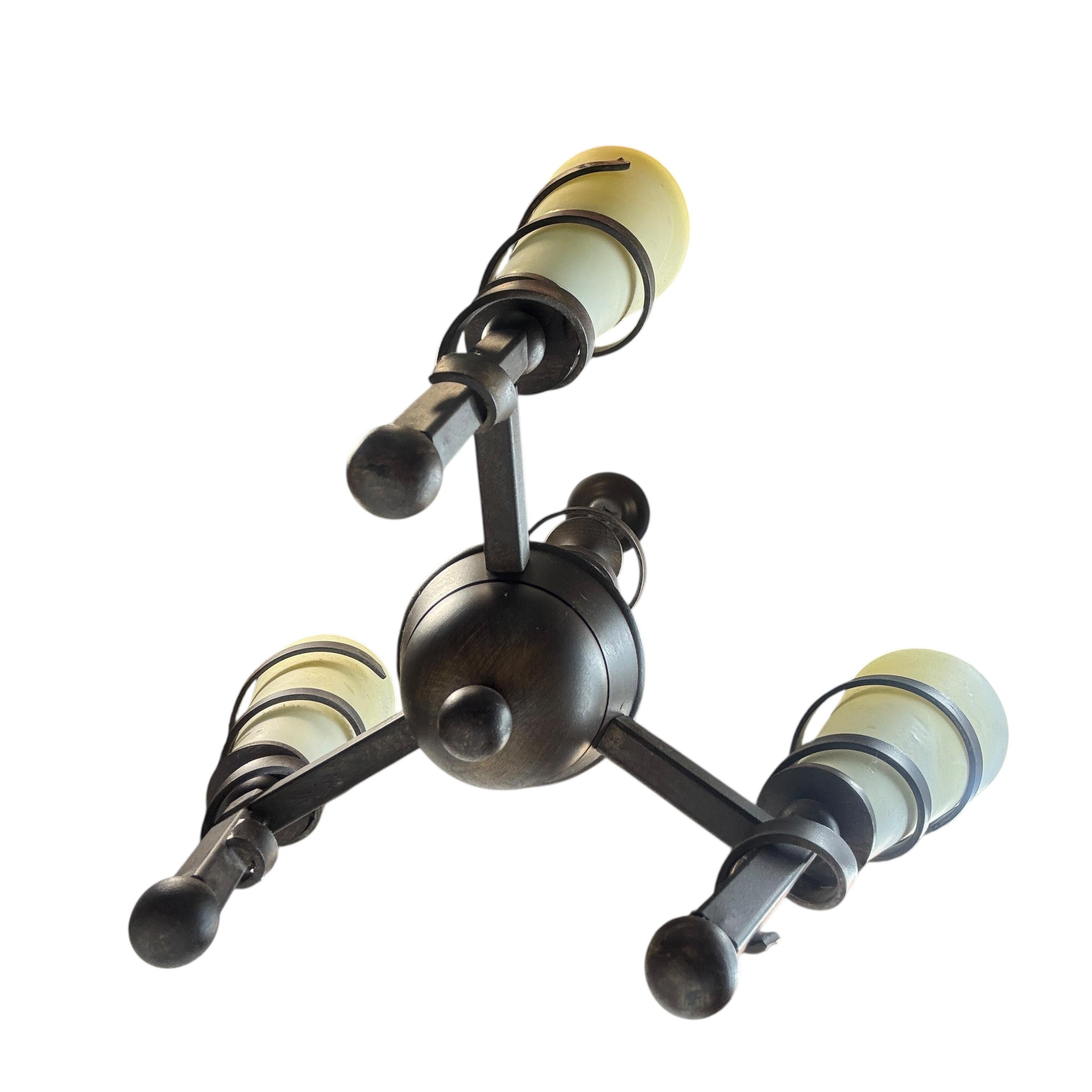 Torcia Tole Lampadario a sospensione Paralume in vetro Design neoclassico, Italia anni '80 in vendita 9