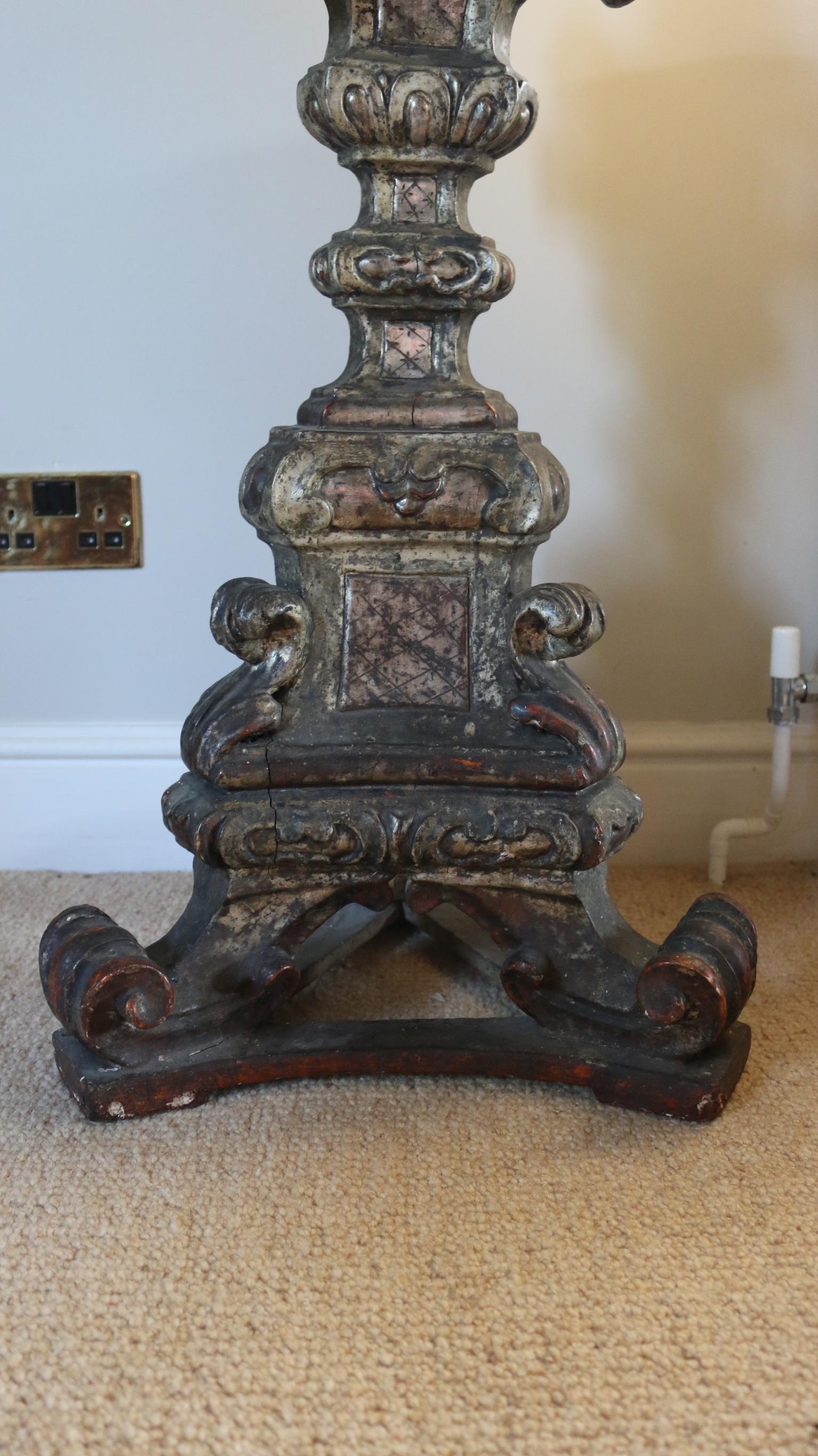 Baroque Torchere, 17th Century, Italian, Silvered, Floor-Standing
