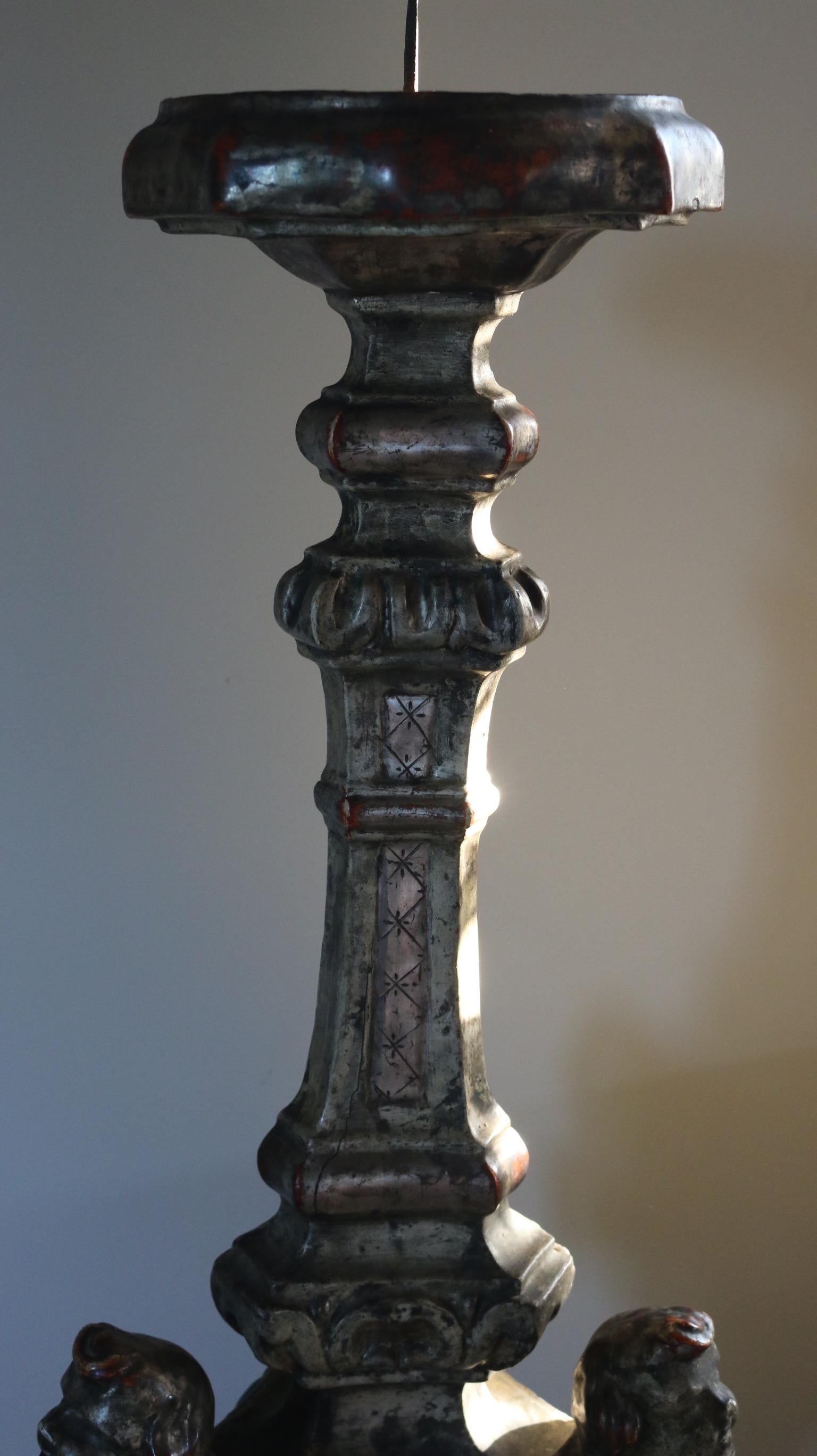 18th Century and Earlier Torchere, 17th Century, Italian, Silvered, Floor-Standing