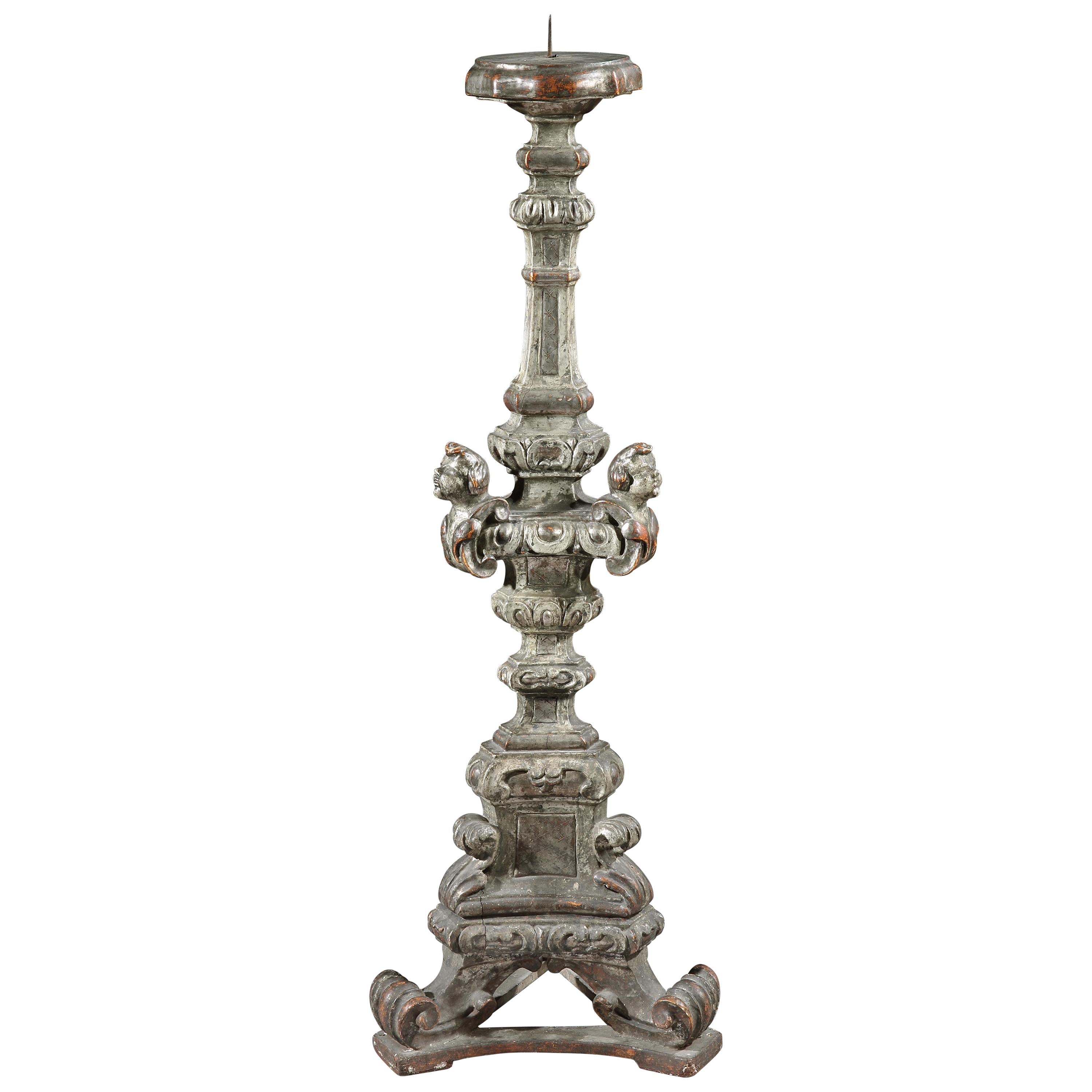 Torchere, 17th Century, Italian, Silvered, Floor-Standing