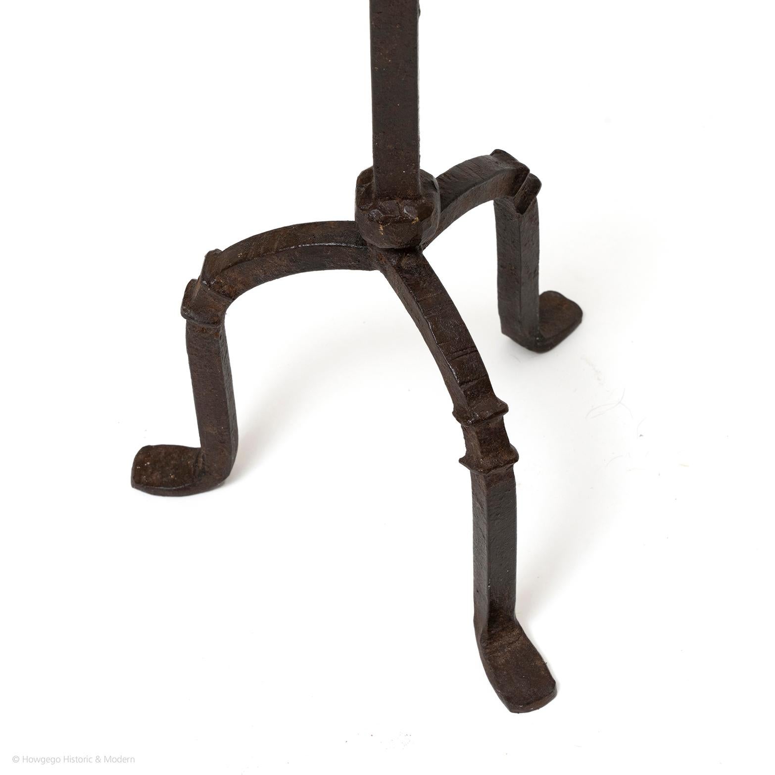 Italian Torchere Iron Candle Gothic Tripod High 122cm., 4ft For Sale