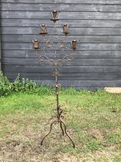 Torchere Italian Iron 5 Candle or Torches High Monumental