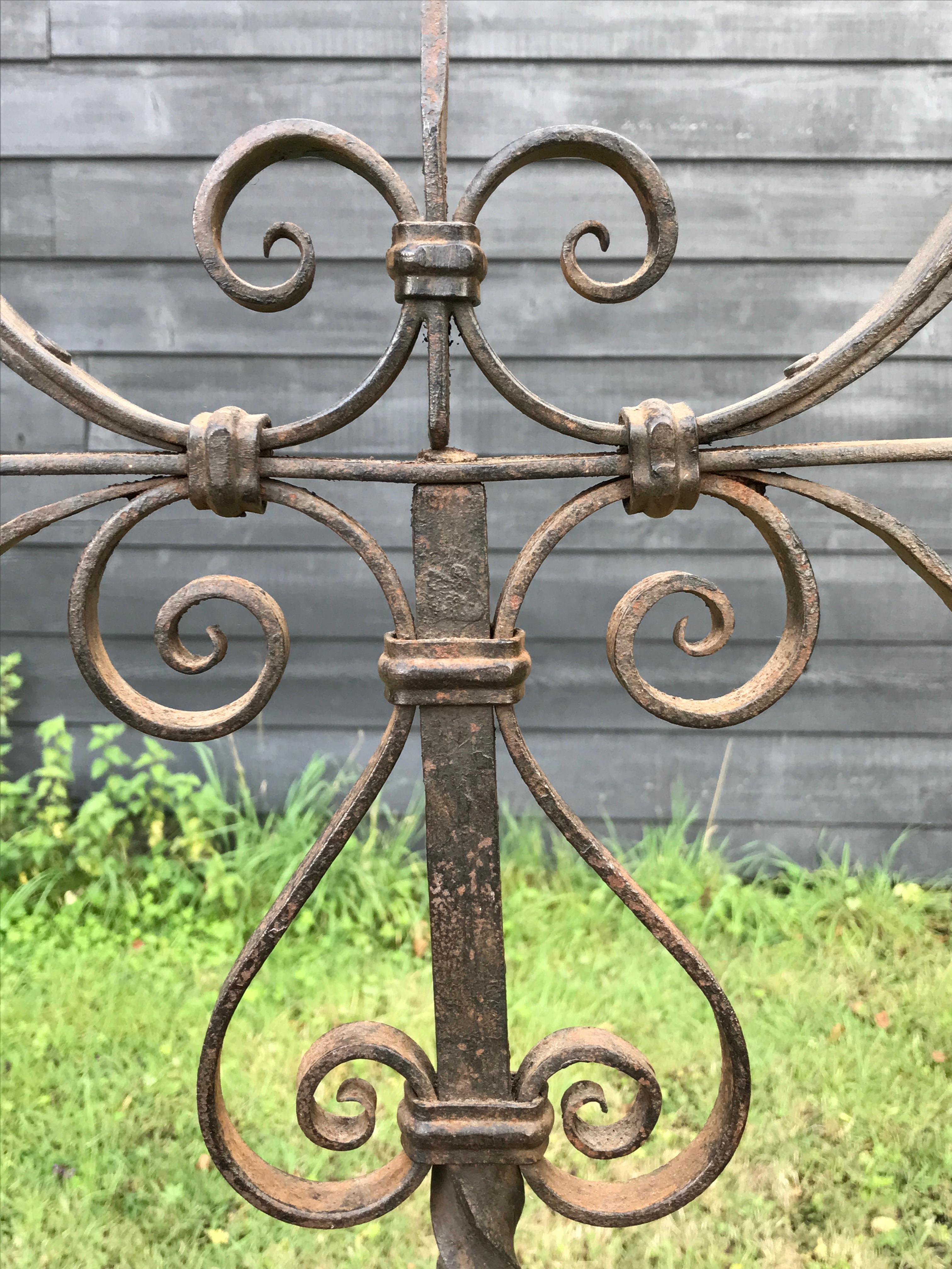 Gothic Revival Torchere Italian Iron 5 Candle or Torches High Monumental For Sale