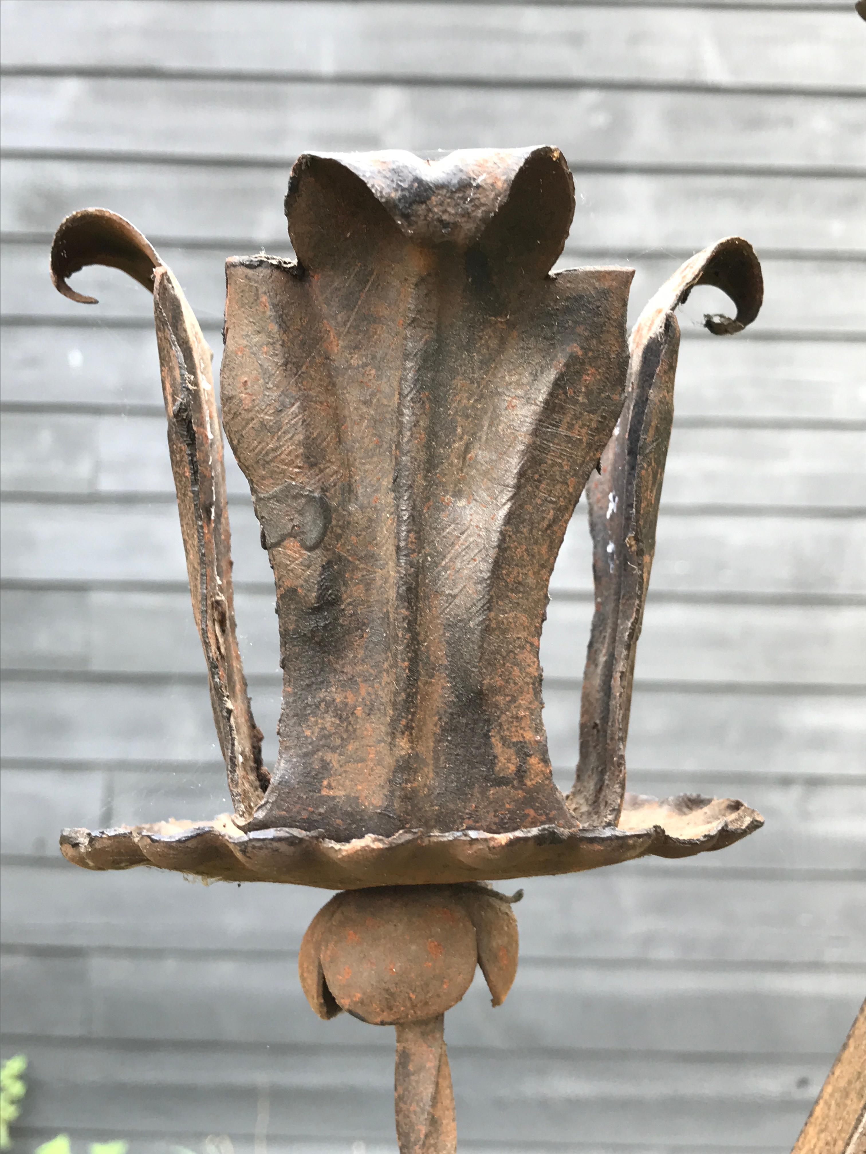 19th Century Torchere Italian Iron 5 Candle or Torches High Monumental For Sale