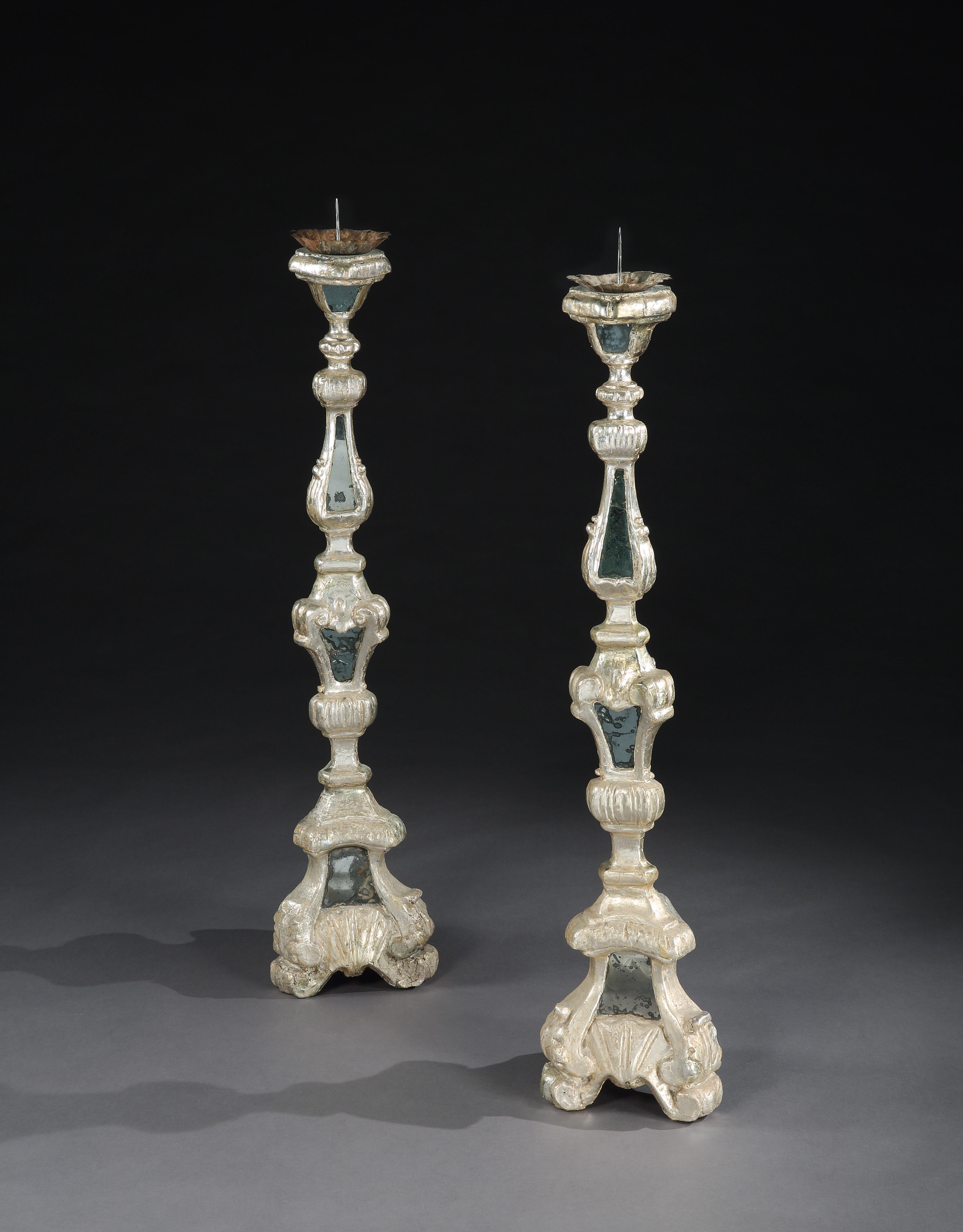 Exceptionally rare, pair of 18th century, period, silver-gilt, 1.57m, 5ft 2in