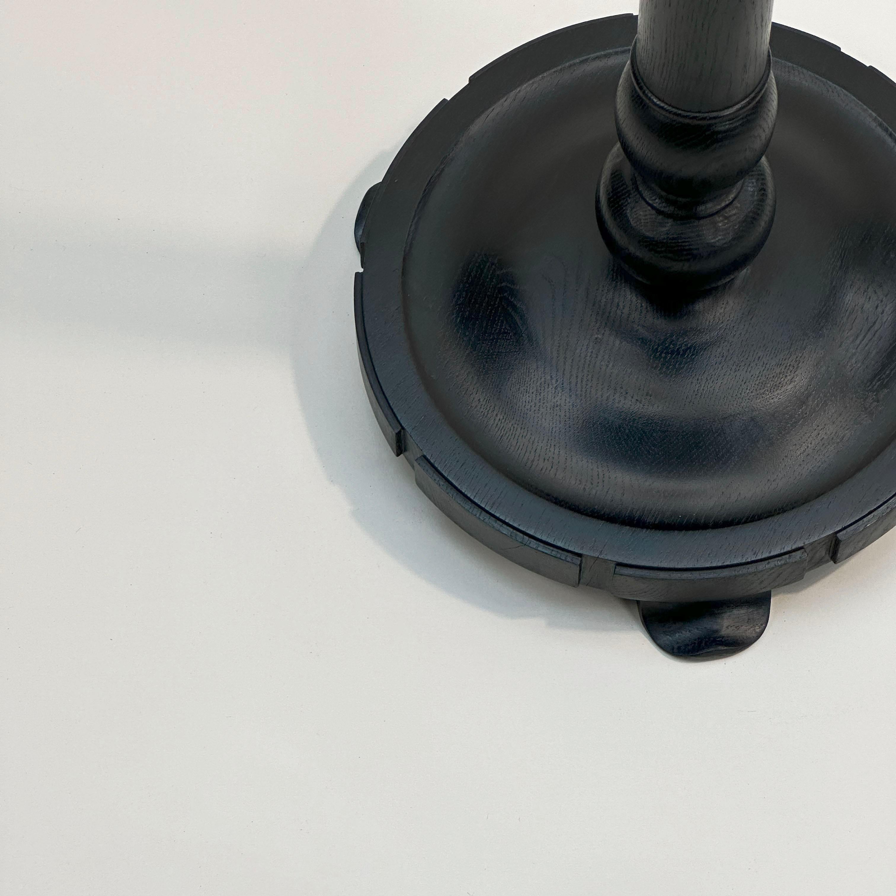 Victorian Carved Ebonized Oak Torchiere Floor Lamp, England, c. 1890s For Sale 3
