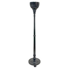 Lámpara de pie Torchiere, roble negro, época victoriana tardía
