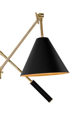 Torchiere Floor Lamp in Black and Brass