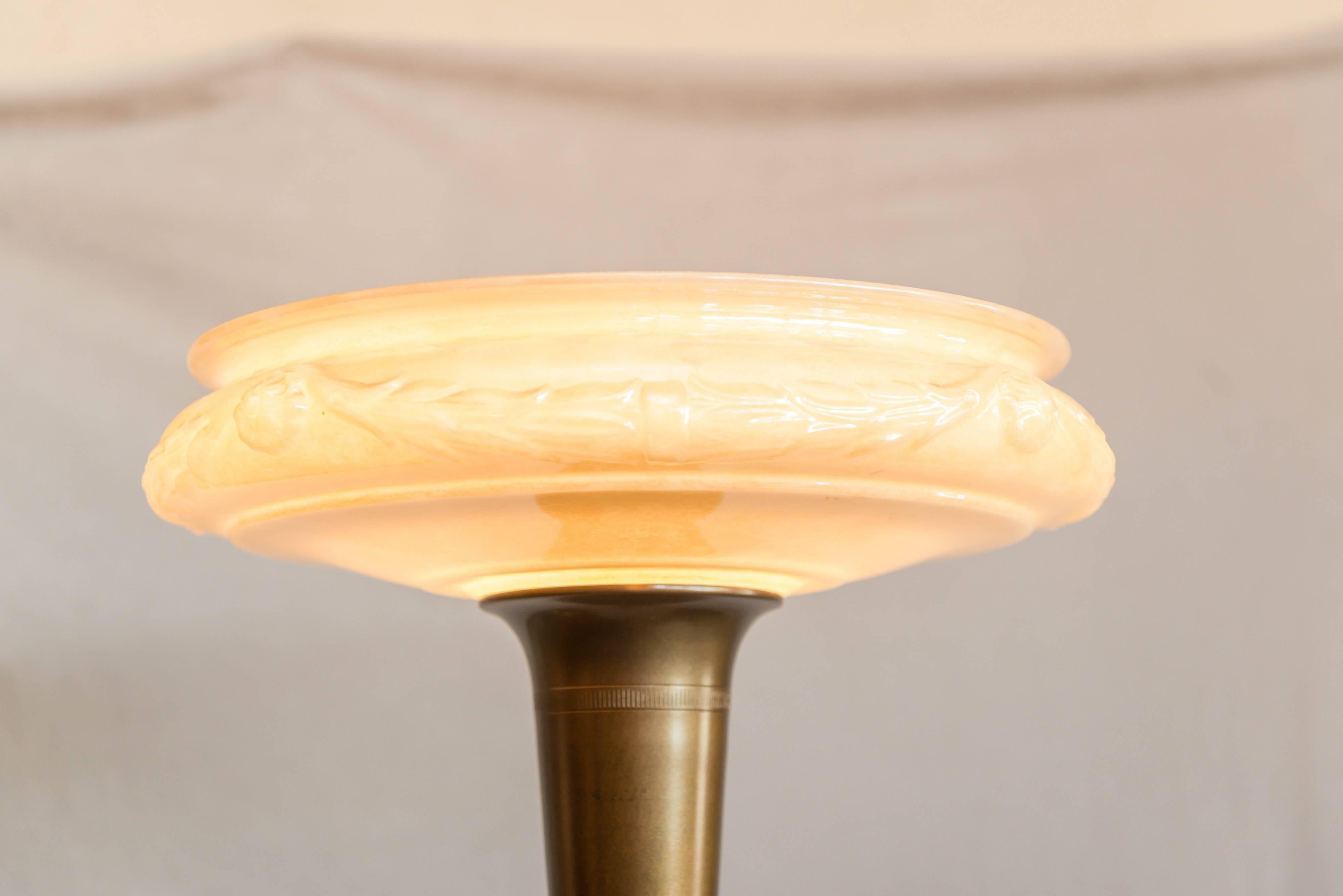 Art Deco Torchiere Floor Lamp with Onyx Light Up Base