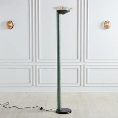 Torchiere Floor Lamp with Rainbow Glass Shade Attributed to Relco, Italy, 1960s