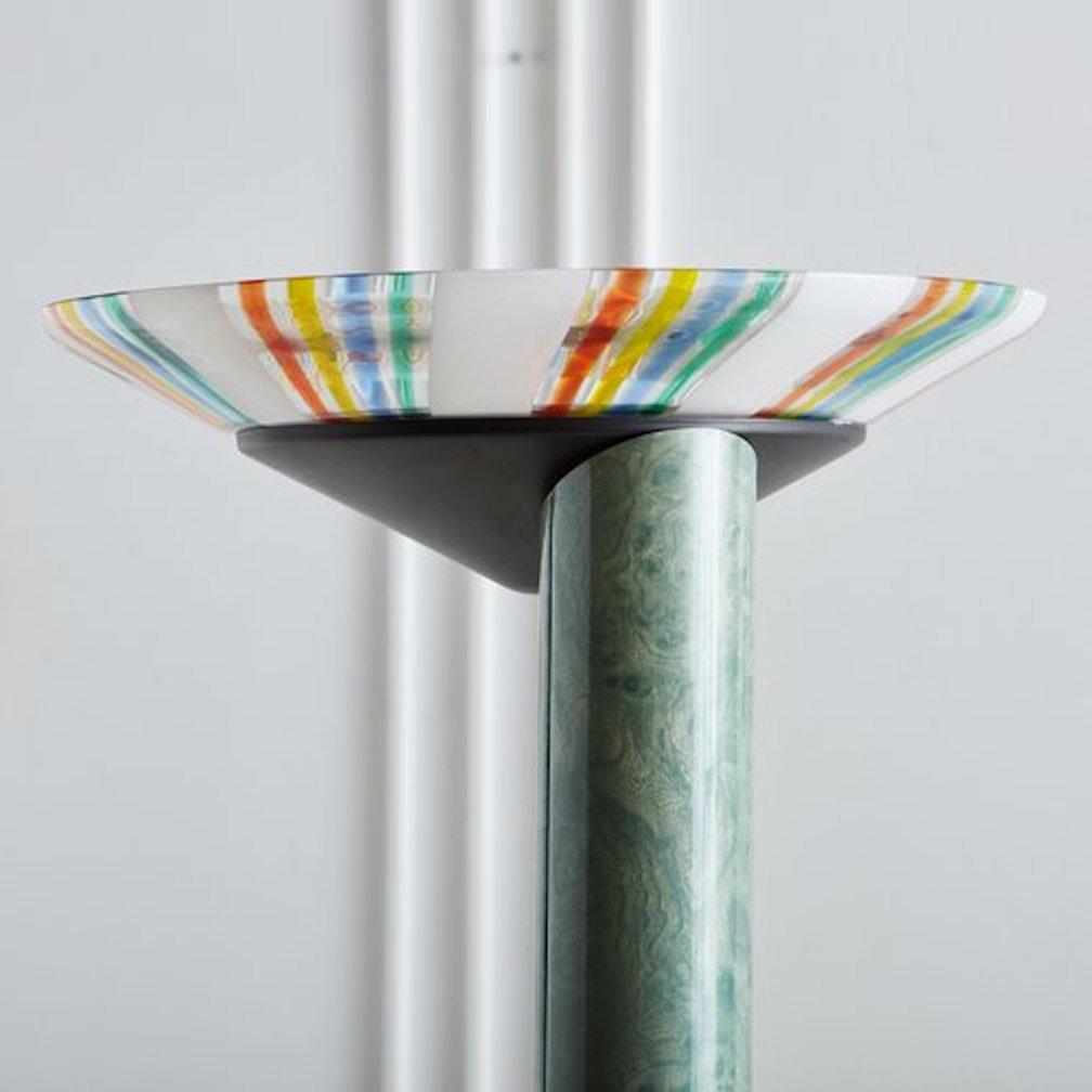 Mid-Century Modern Torchiere Floor Lamp with Rainbow Glass Shade Attributed to Relco, Italy, 1960s