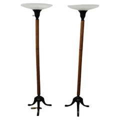 Torchiere Floor Lamps W/ Painted Metal Tri-Part Feet
