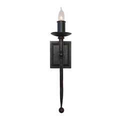 Torchiere Hand-Crafted Wrought Iron Wall Sconce with Spanish Colonial Influence