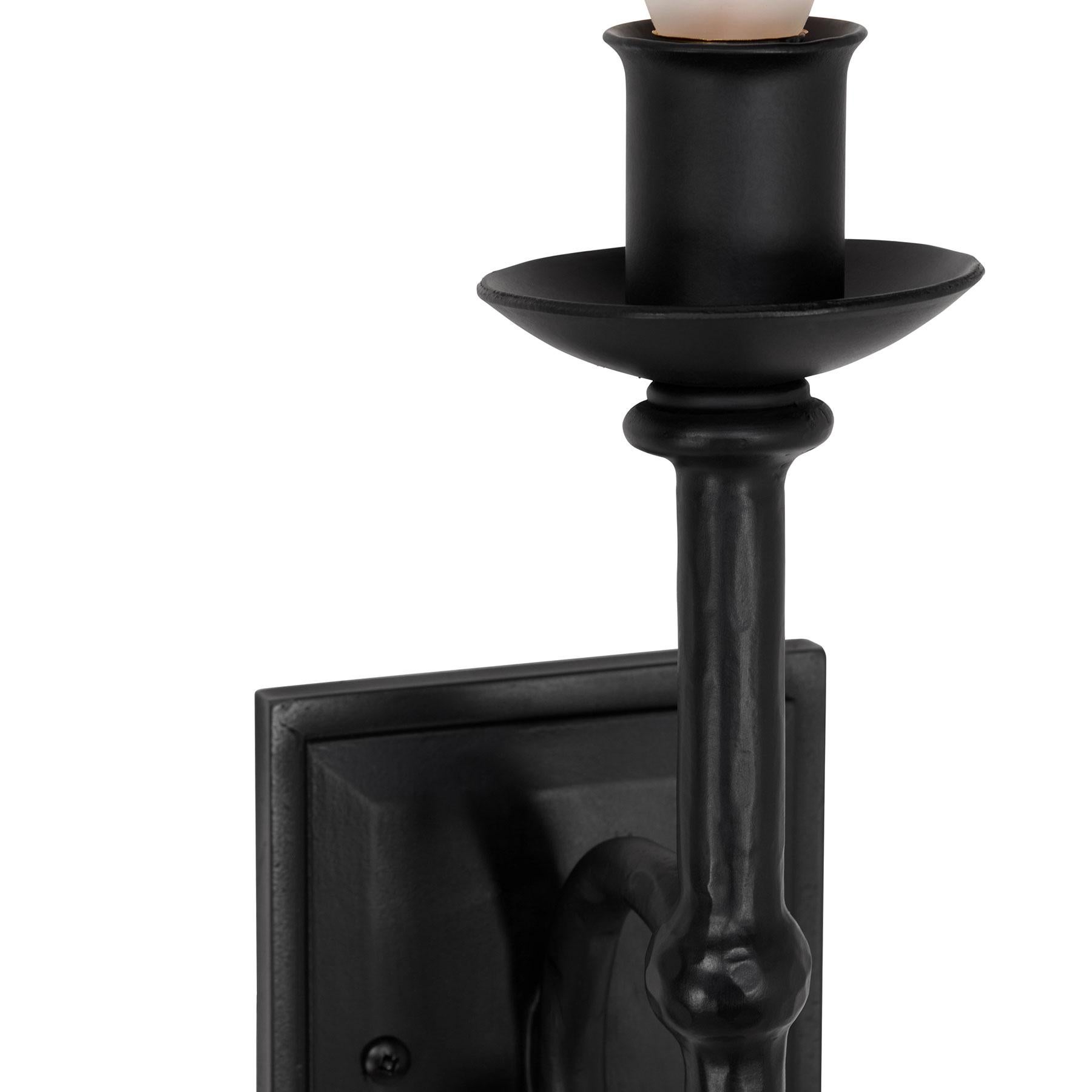 Torchiere Hand-Crafted Wrought Iron Wall Sconce with Spanish Colonial Influence In New Condition For Sale In Santa Paula, CA