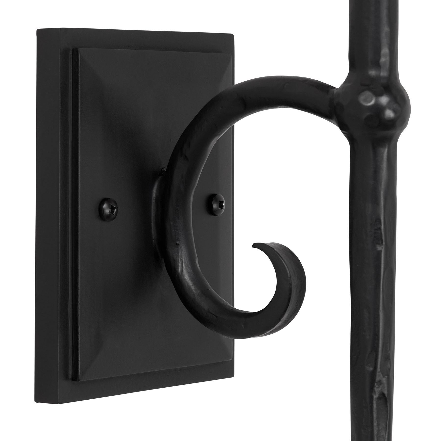 Contemporary Torchiere Hand-Crafted Wrought Iron Wall Sconce with Spanish Colonial Influence For Sale