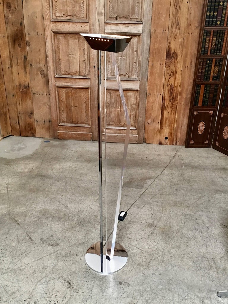 Torchiere of Chrome and Lucite by Frederick Raymond at 1stDibs
