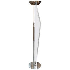 Torchiere of Chrome and Lucite by Frederick Raymond