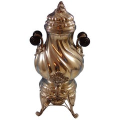 Used Torchon by Buccellati Sterling Silver Samovar / Hot Water Urn with Wood