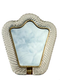 "Torchon" Murano Art Glass Mirror, Signed Barovier-Toso Murano, 1950s