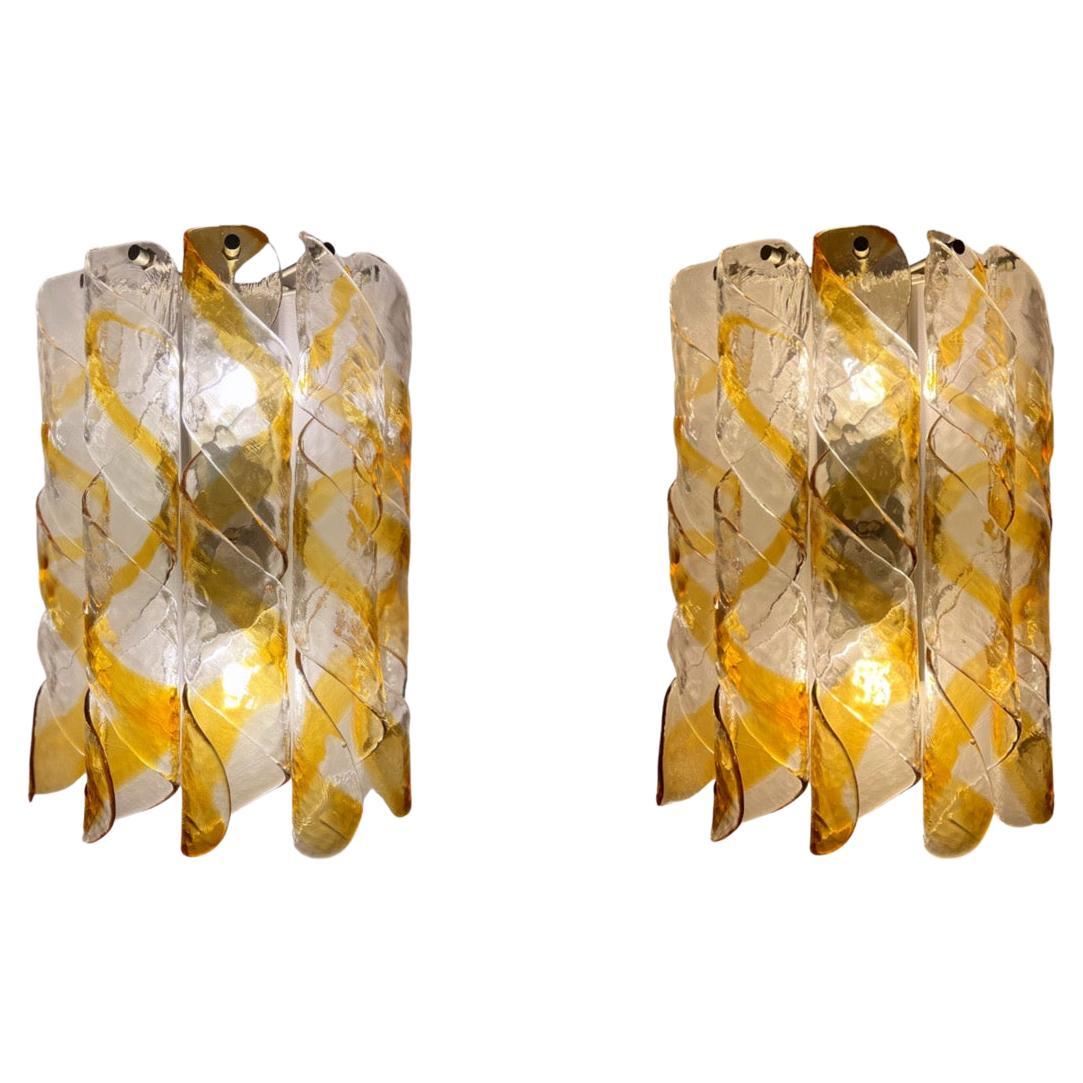 Torciglione Murano Wall Lamp by Mazzega For Sale
