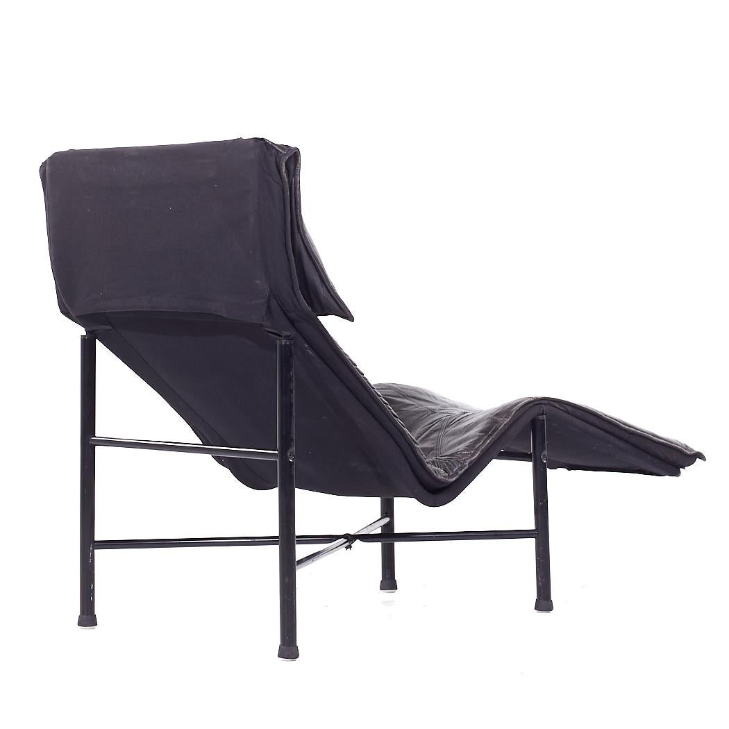 Swedish Tord Bjorklund for Ikea Mid Century Black Leather Chaise For Sale