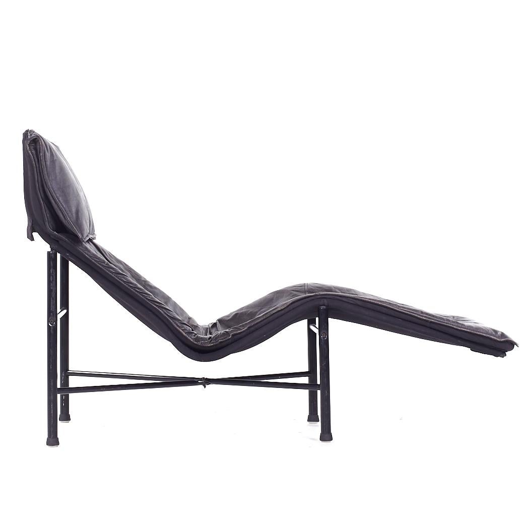 Metal Tord Bjorklund for Ikea Mid Century Black Leather Chaise For Sale