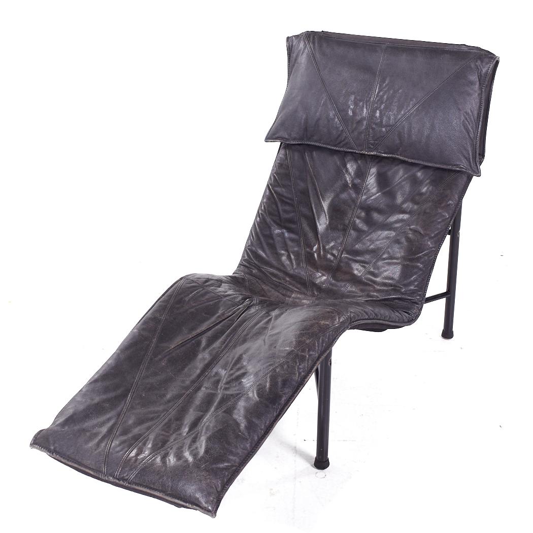 Tord Bjorklund for Ikea Mid Century Black Leather Chaise For Sale 2