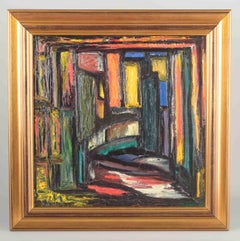 Tord Petter Berlin, Swedish artist. Oil on canvas. Abstract composition.