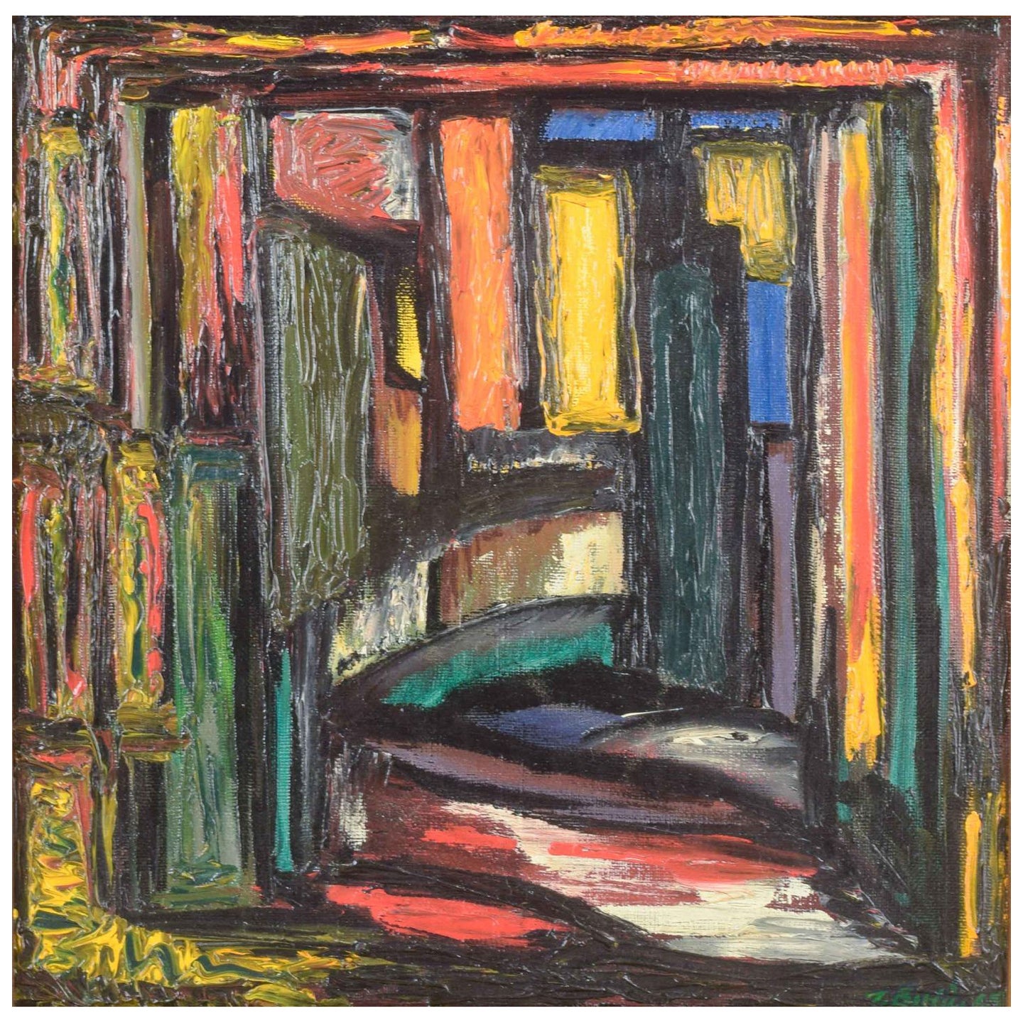 Tord Petter Berlin, Swedish artist. Oil on canvas. Abstract composition.