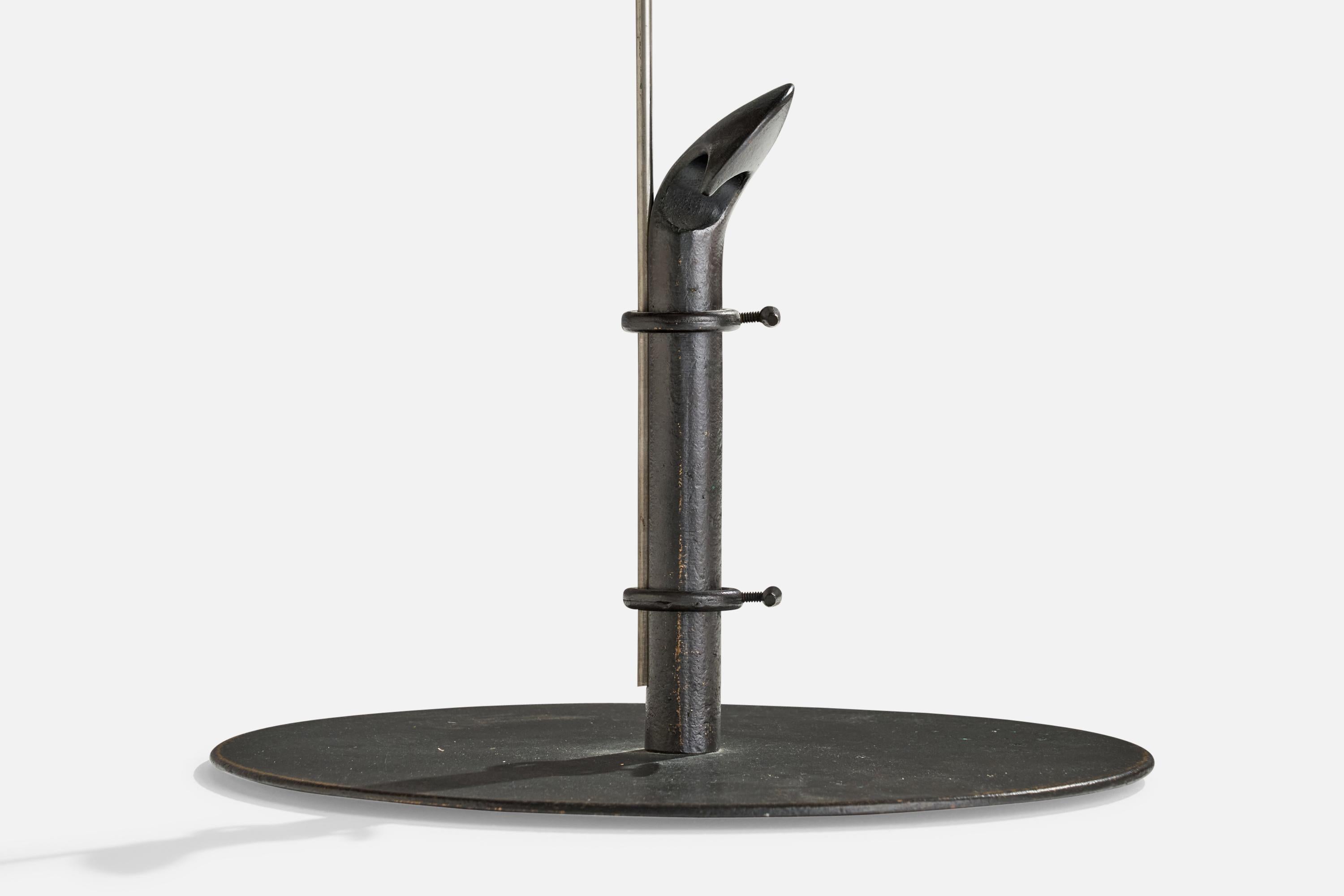 Mid-20th Century Tore Ahlsén, Floor Lamp, Bronze, Metal, Fabric, Sweden, 1940s For Sale