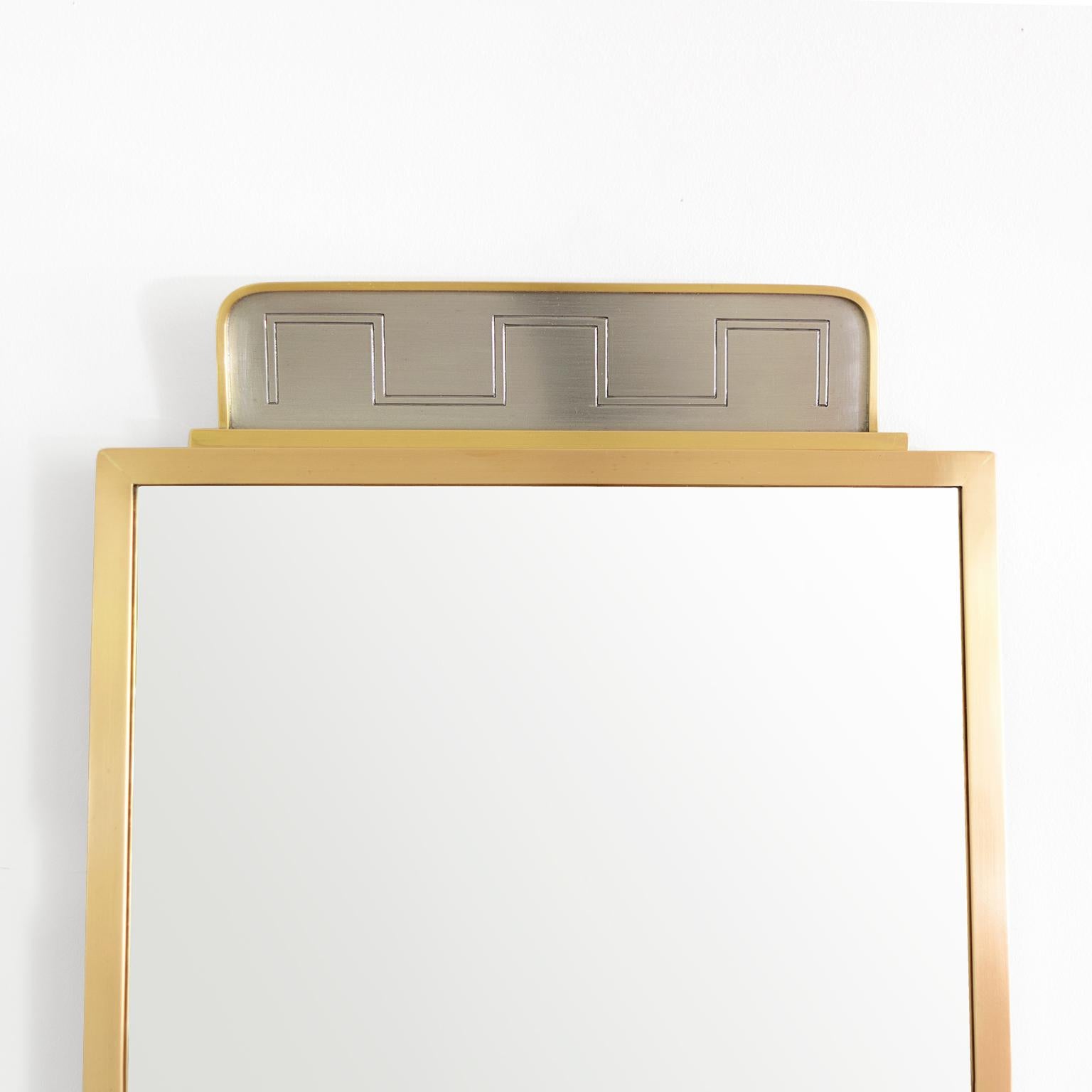 Scandinavian Modern Tore Eldh Swedish Grace, Art Deco, Brass and Pewter Mirror, 1920's