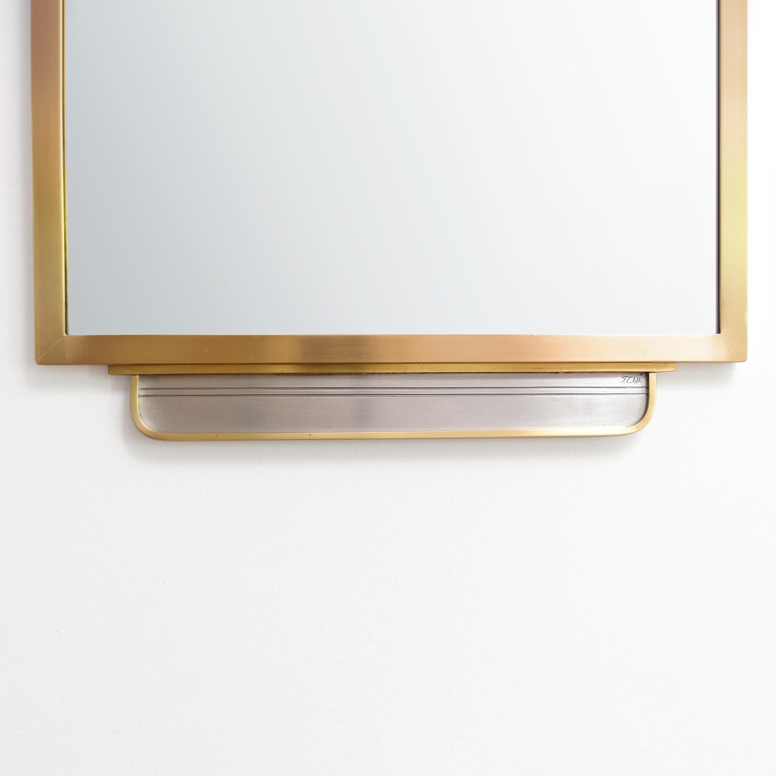 Tore Eldh Swedish Grace, Art Deco, Brass and Pewter Mirror, 1920's In Good Condition In New York, NY