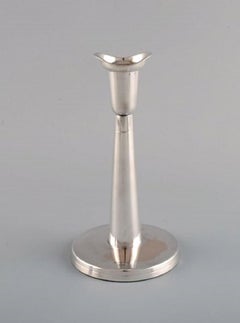 Tore Eldh, Swedish Silversmith, a Pair of Modernist Candlesticks in Silver